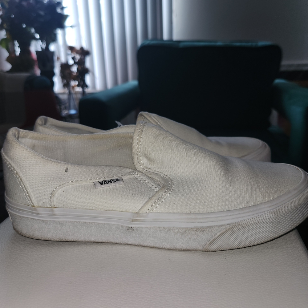 Vans Off-White Canvas Slip-Ons